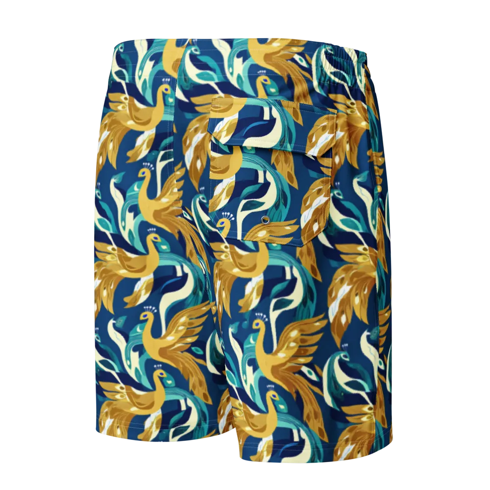 Gilded Peacock Tide on Men's Board Shorts — Back