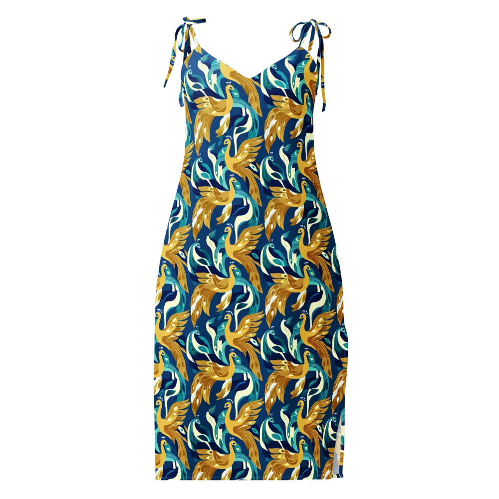 Gilded Peacock Tide on Slip Dress — Front