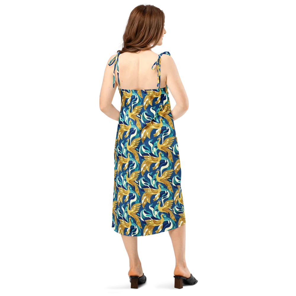 Gilded Peacock Tide on Slip Dress — Back