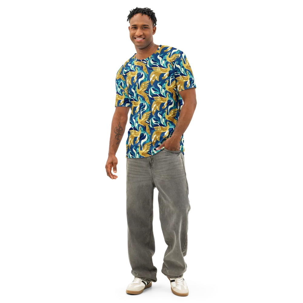 Gilded Peacock Tide on Men's Cotton Crew Neck T-Shirt — Front