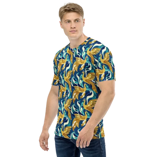 Gilded Peacock Tide on a Men's Crew Neck T-Shirt