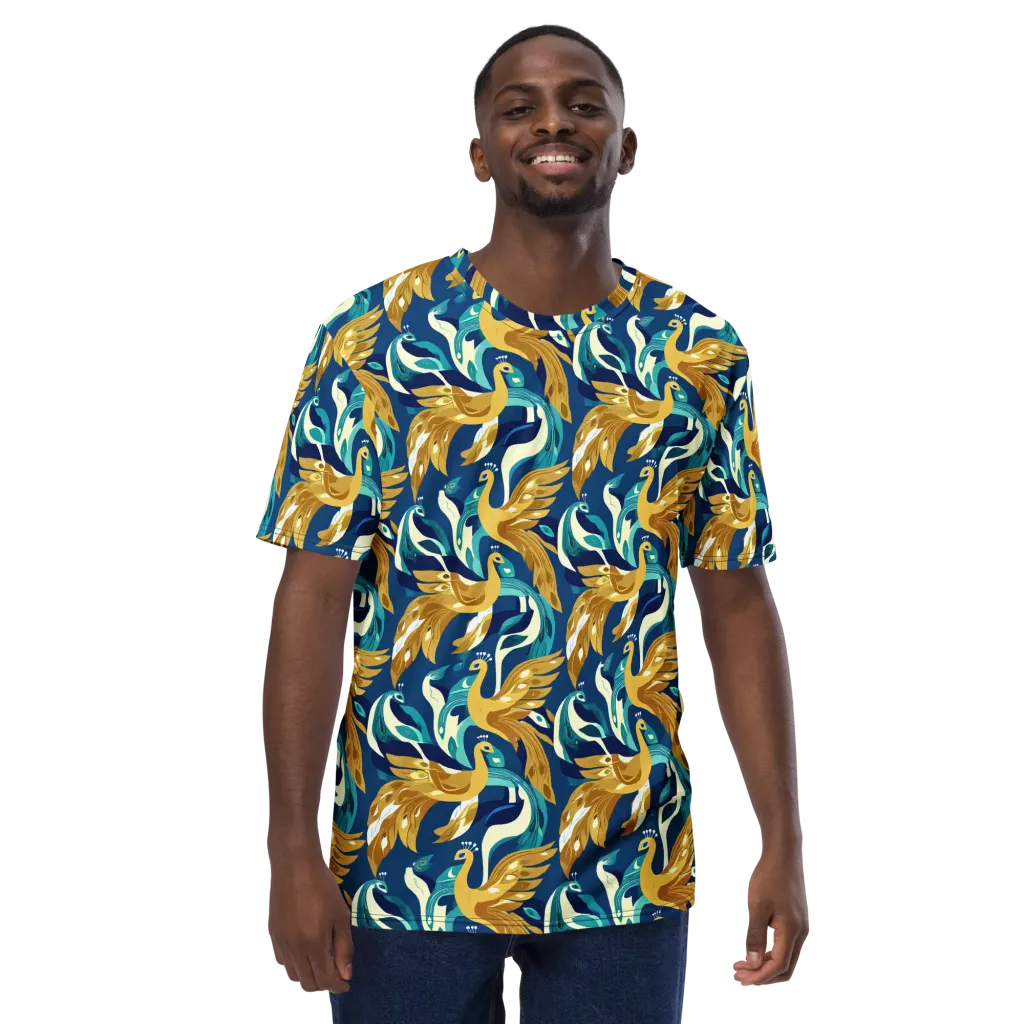 Gilded Peacock Tide on Men's Crew Neck T-Shirt — Front