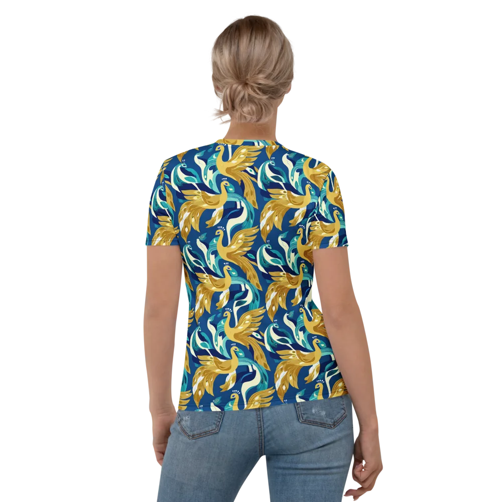 Gilded Peacock Tide on Women's Crew Neck T-Shirt — Back
