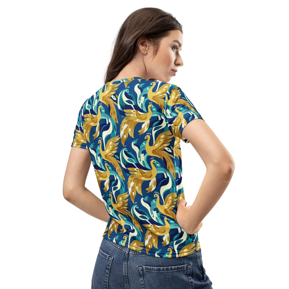 Gilded Peacock Tide on Women's Crew Neck T-Shirt — Back