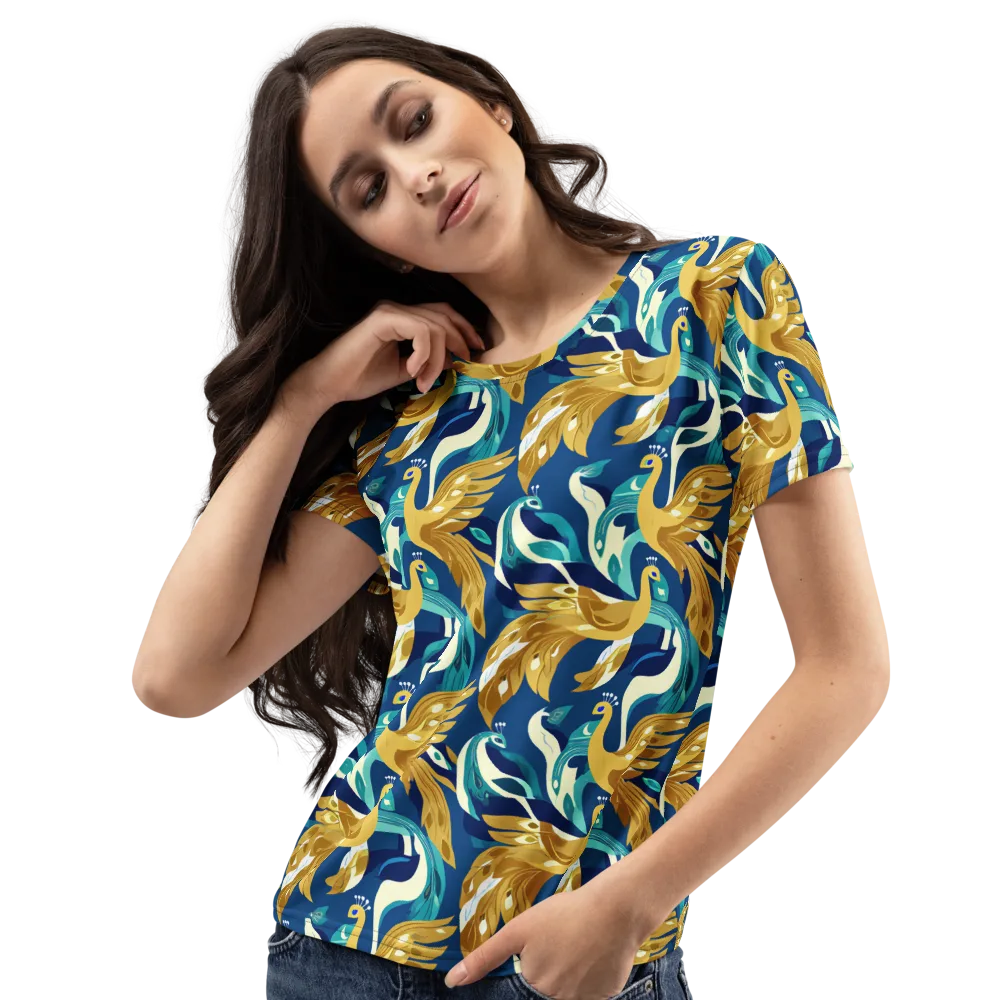 Gilded Peacock Tide on Women's Crew Neck T-Shirt — Left Front