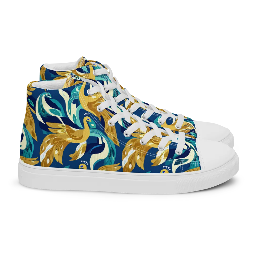 Gilded Peacock Tide on Women's High Top Canvas Shoes — Right
