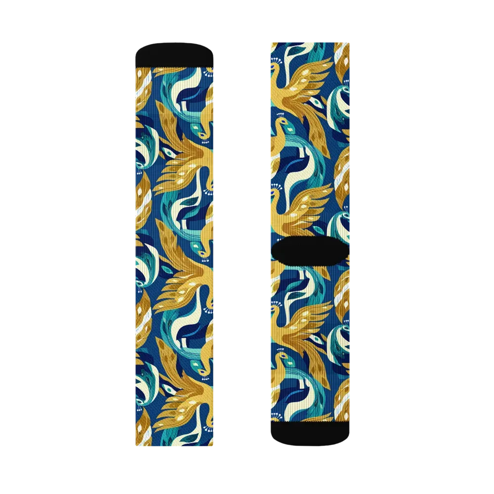 Gilded Peacock Tide on Socks — Right Sock