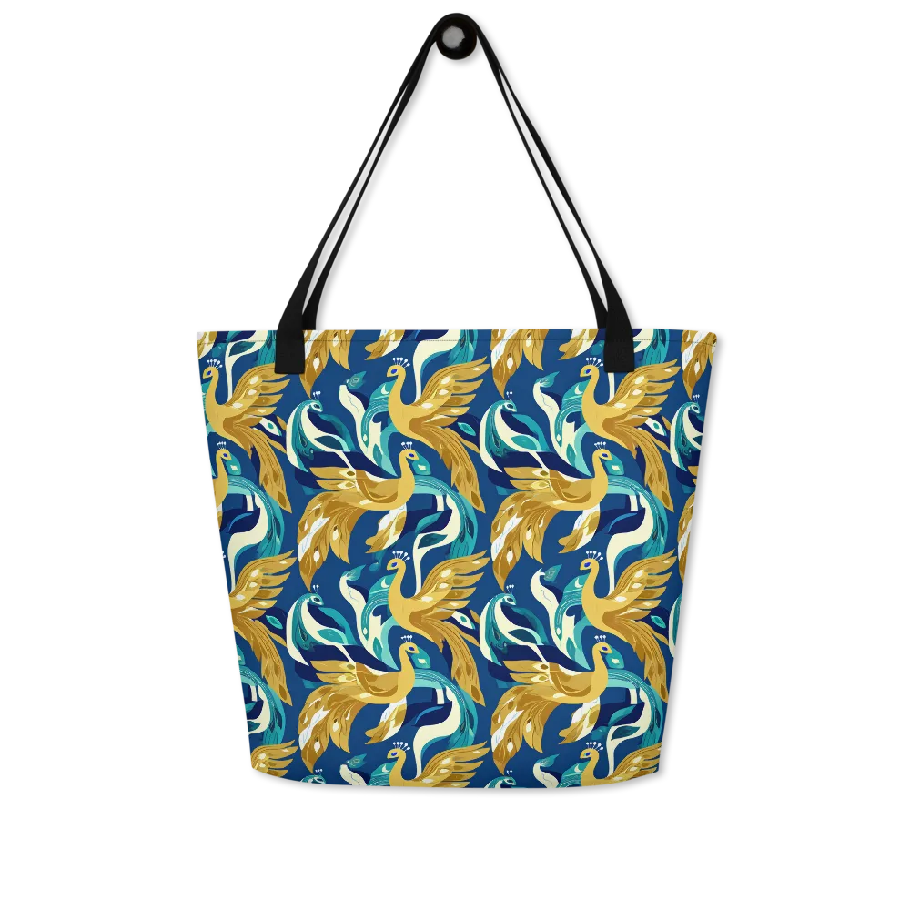 Gilded Peacock Tide on Large Tote Bag W/ Pocket — Front