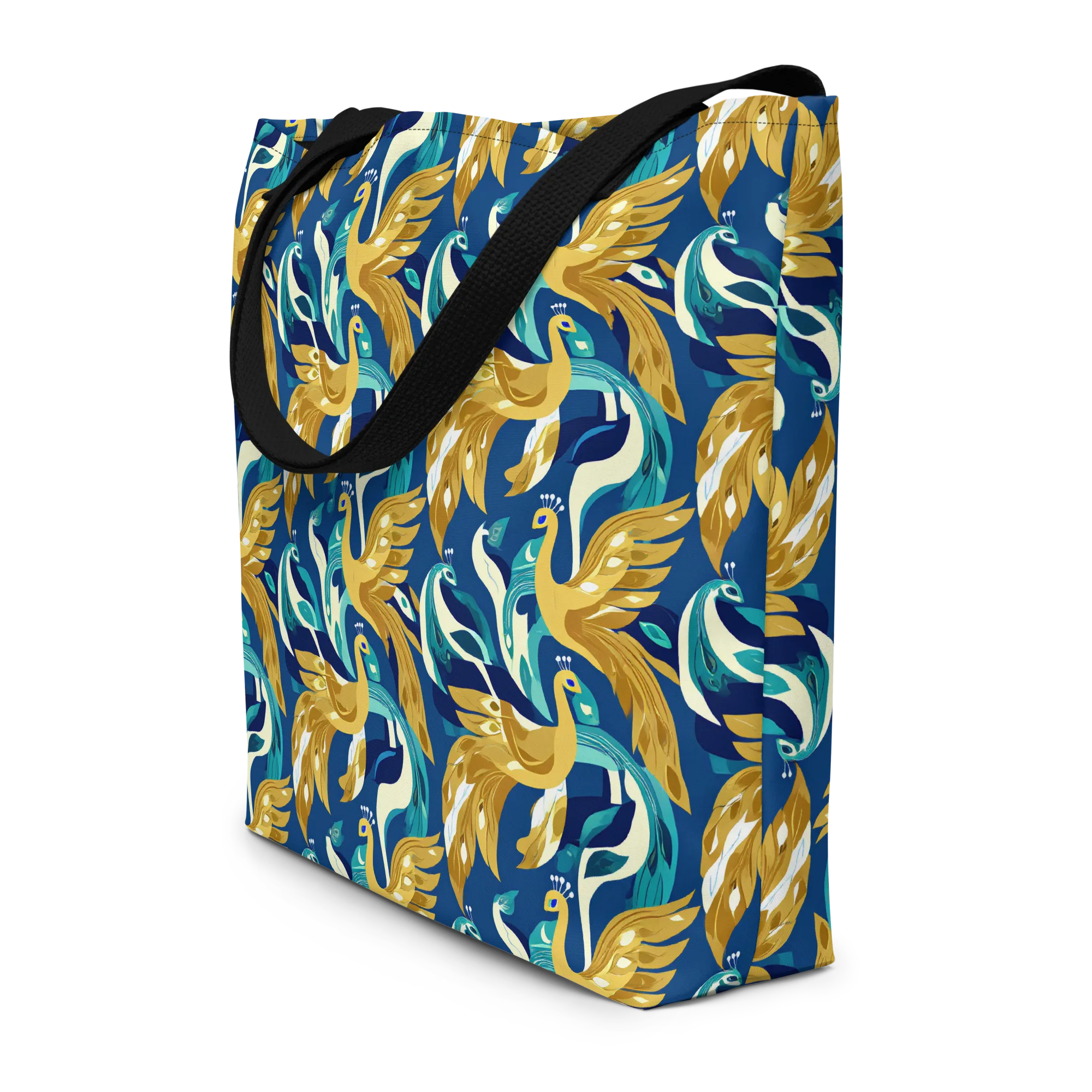 Gilded Peacock Tide on Large Tote Bag W/ Pocket — Front