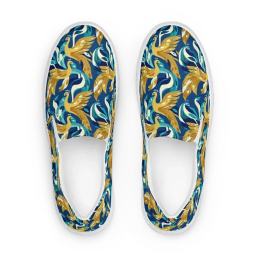 Gilded Peacock Tide on a Women's Slip-On Canvas Shoes