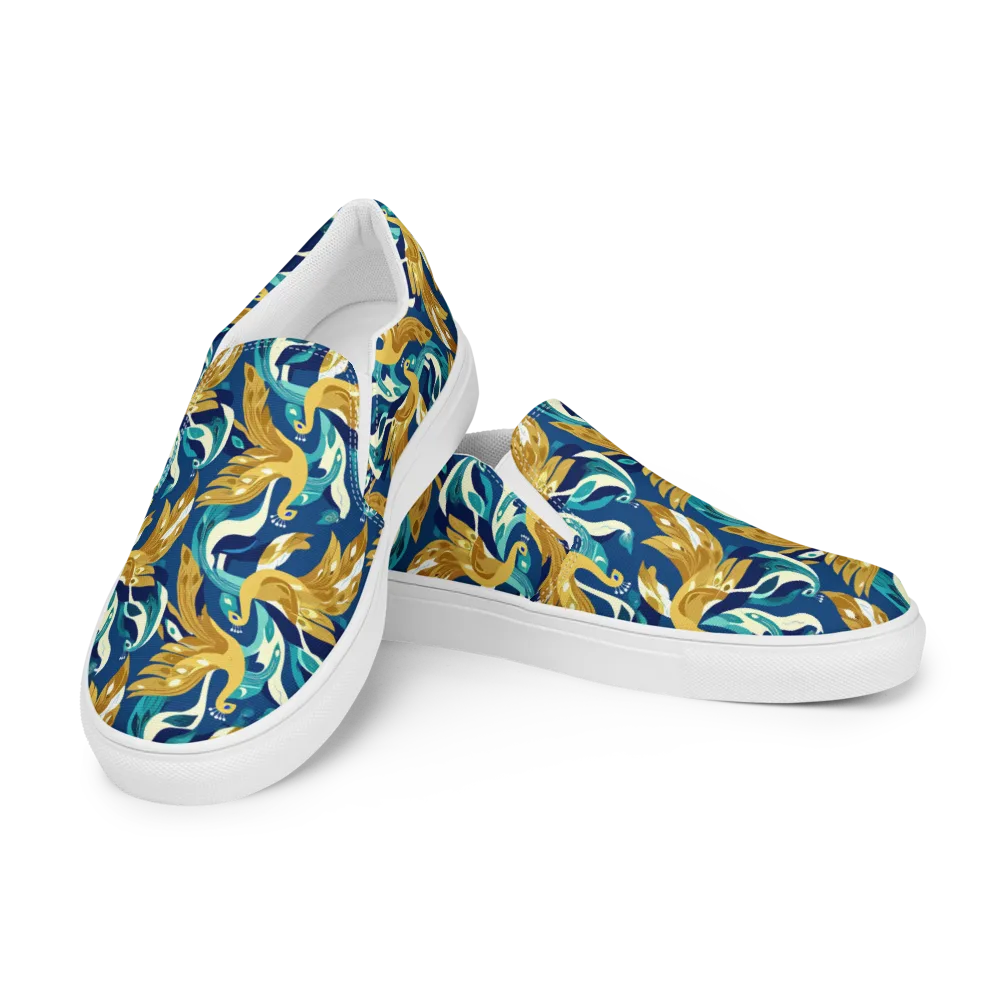 Gilded Peacock Tide on Women's Slip-On Canvas Shoes — Left Front