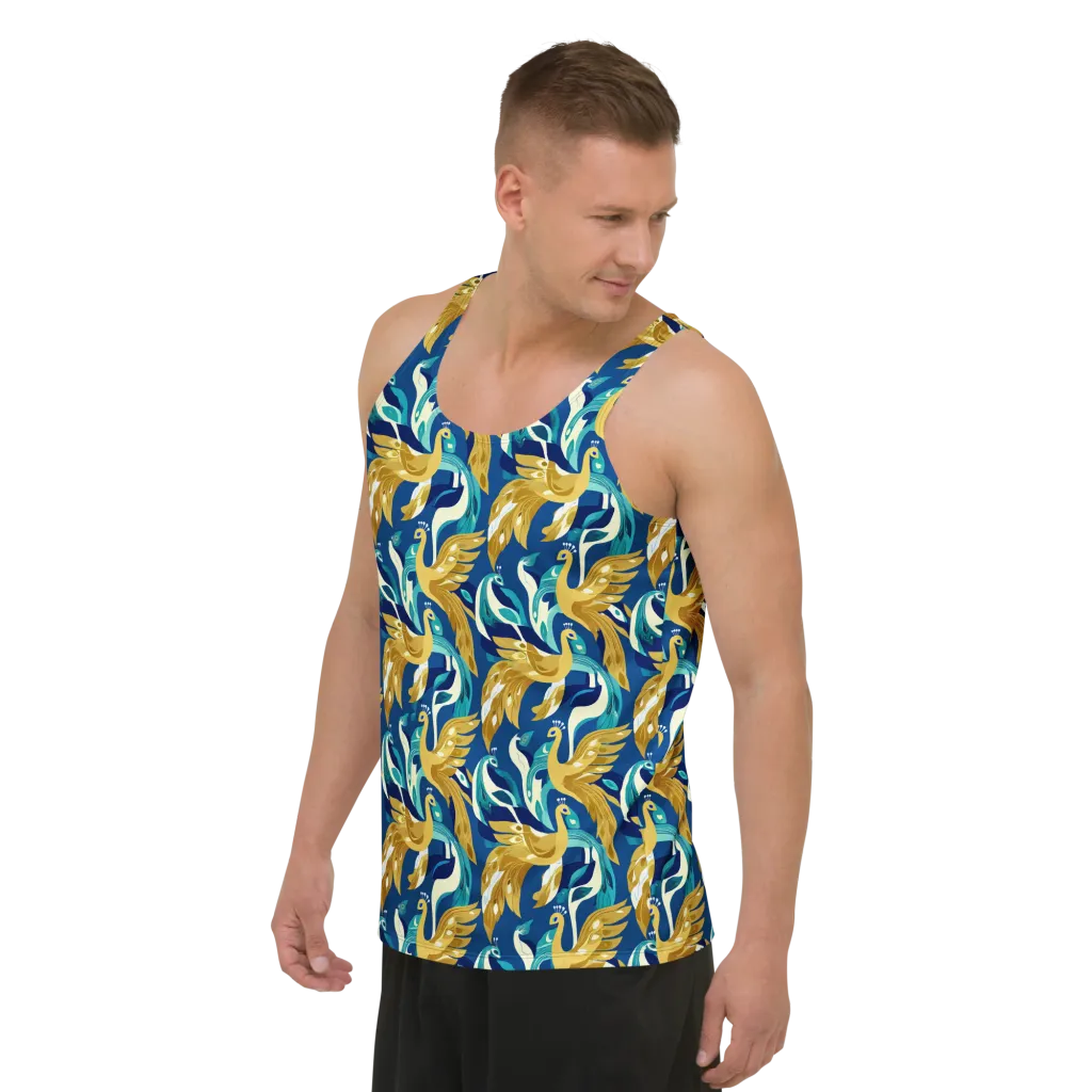 Gilded Peacock Tide on Men's Tank Top — Left Front
