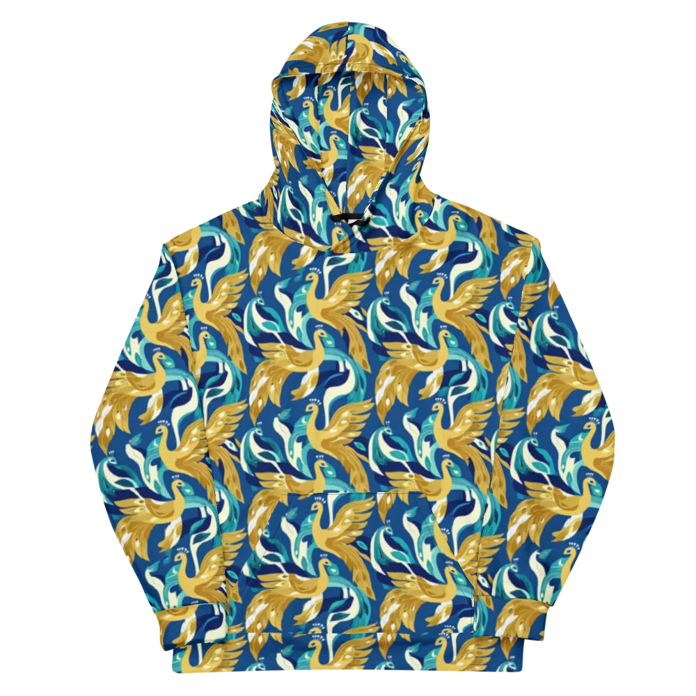 Gilded Peacock Tide on Cotton Hoodie — Front