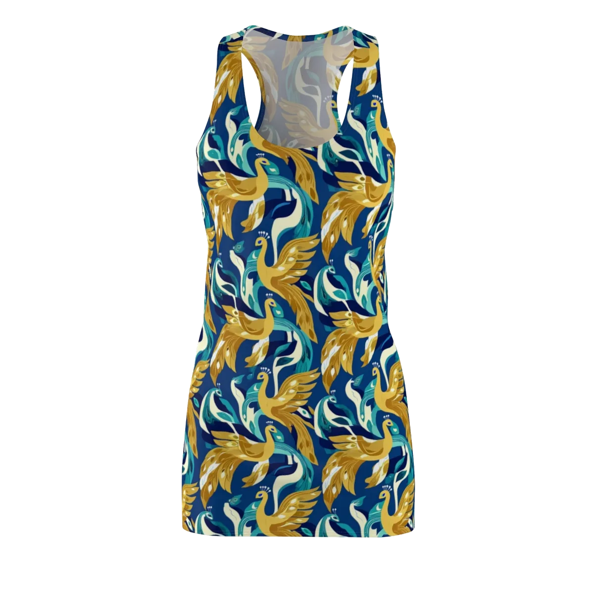Gilded Peacock Tide on Racerback Dress — Front