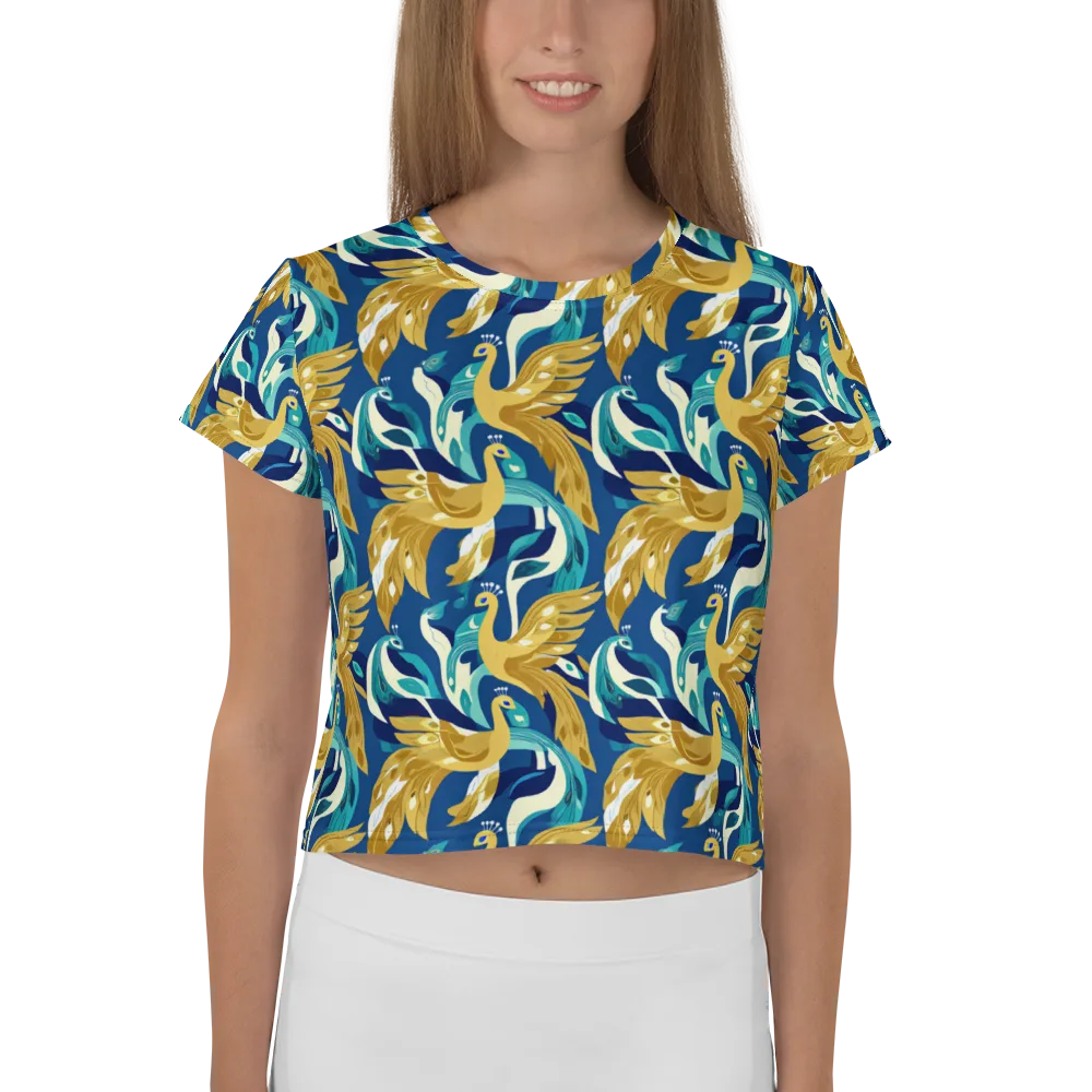 Gilded Peacock Tide on Crop Tee — Front
