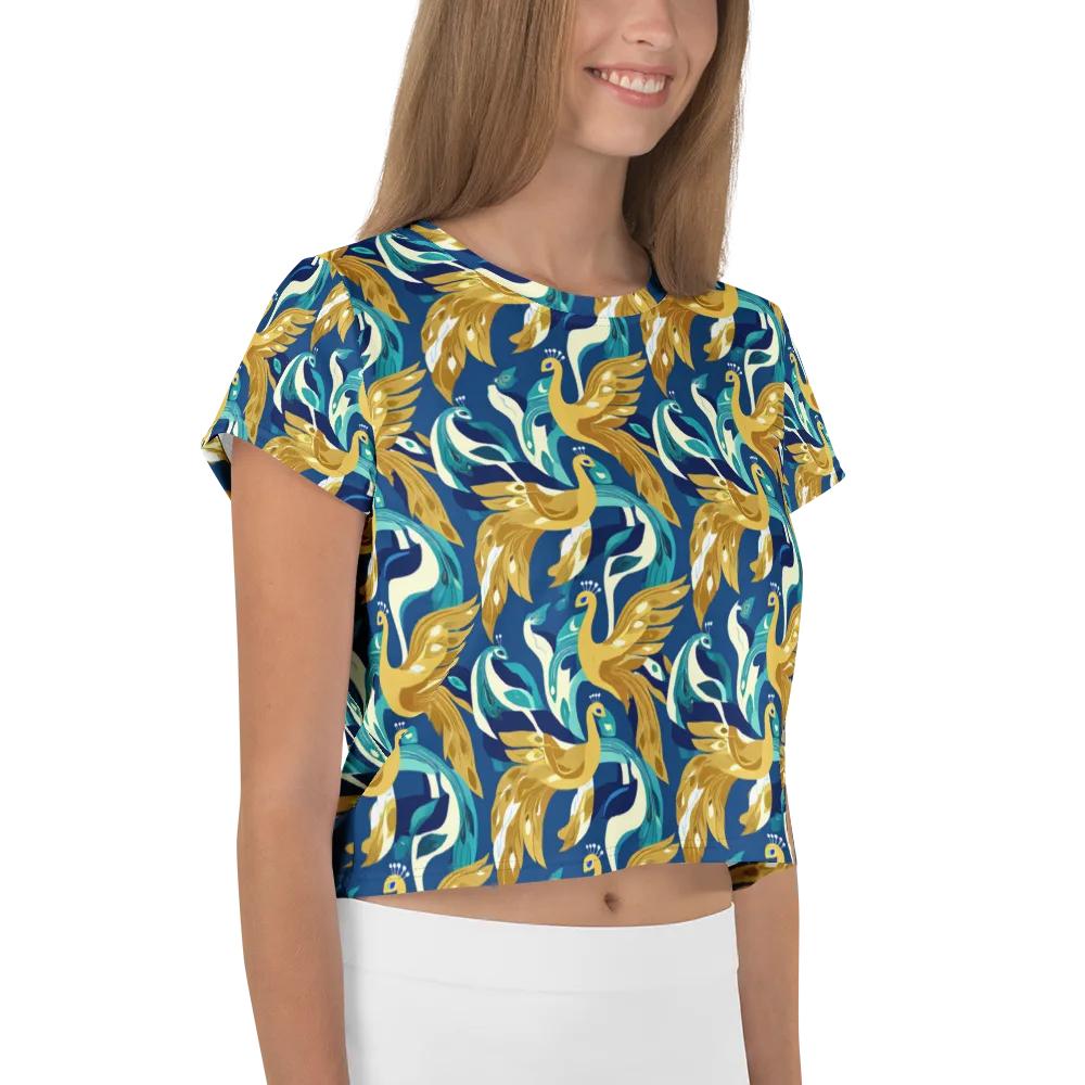 Gilded Peacock Tide on Crop Tee — Right