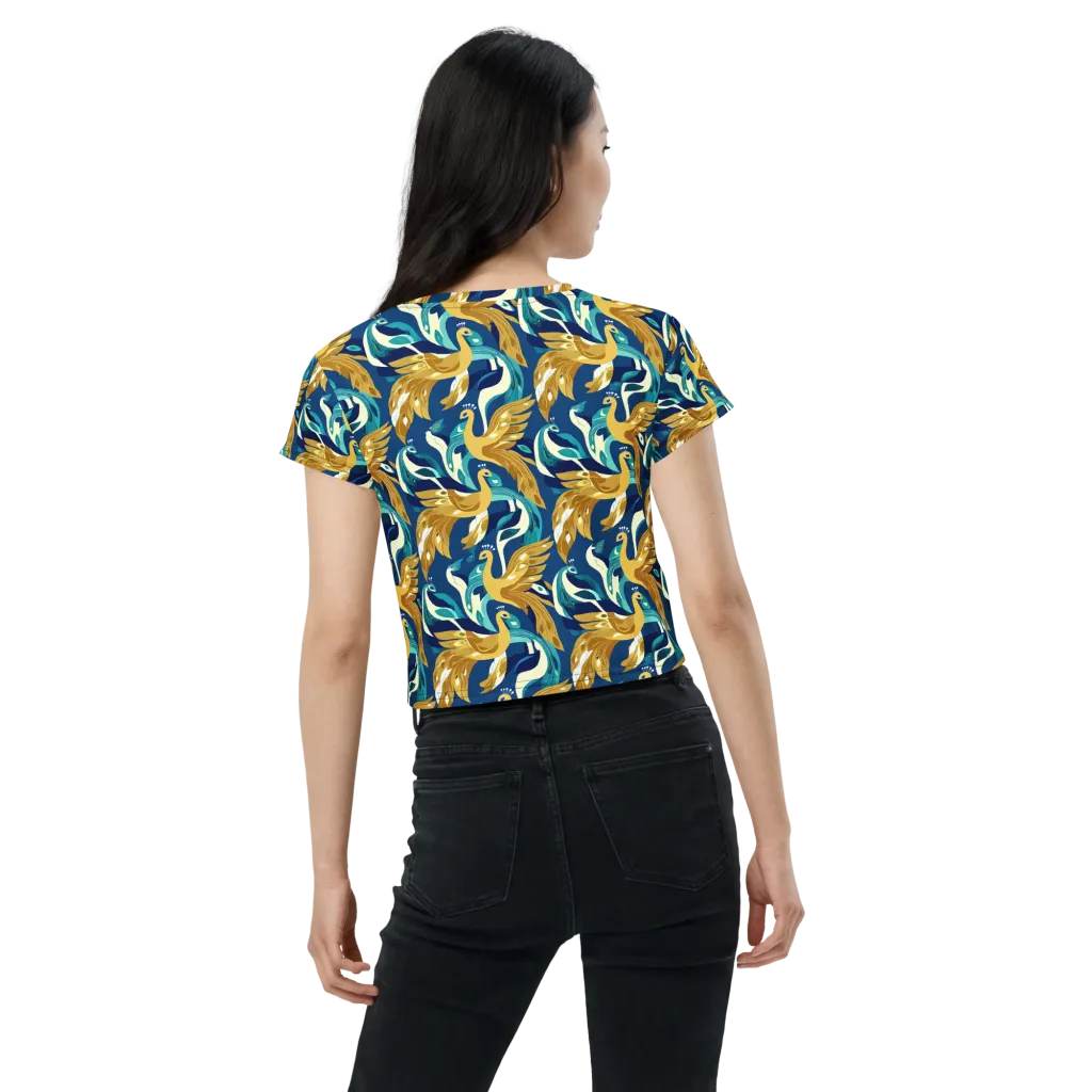 Gilded Peacock Tide on Crop Tee — Back