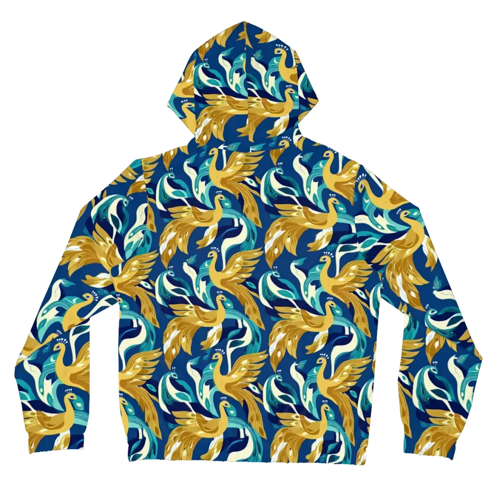 Gilded Peacock Tide on Women's Full-Zip Hoodie — Back