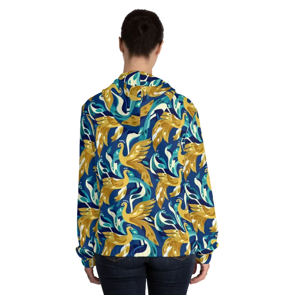 Gilded Peacock Tide on Women's Full-Zip Hoodie — Back On Person