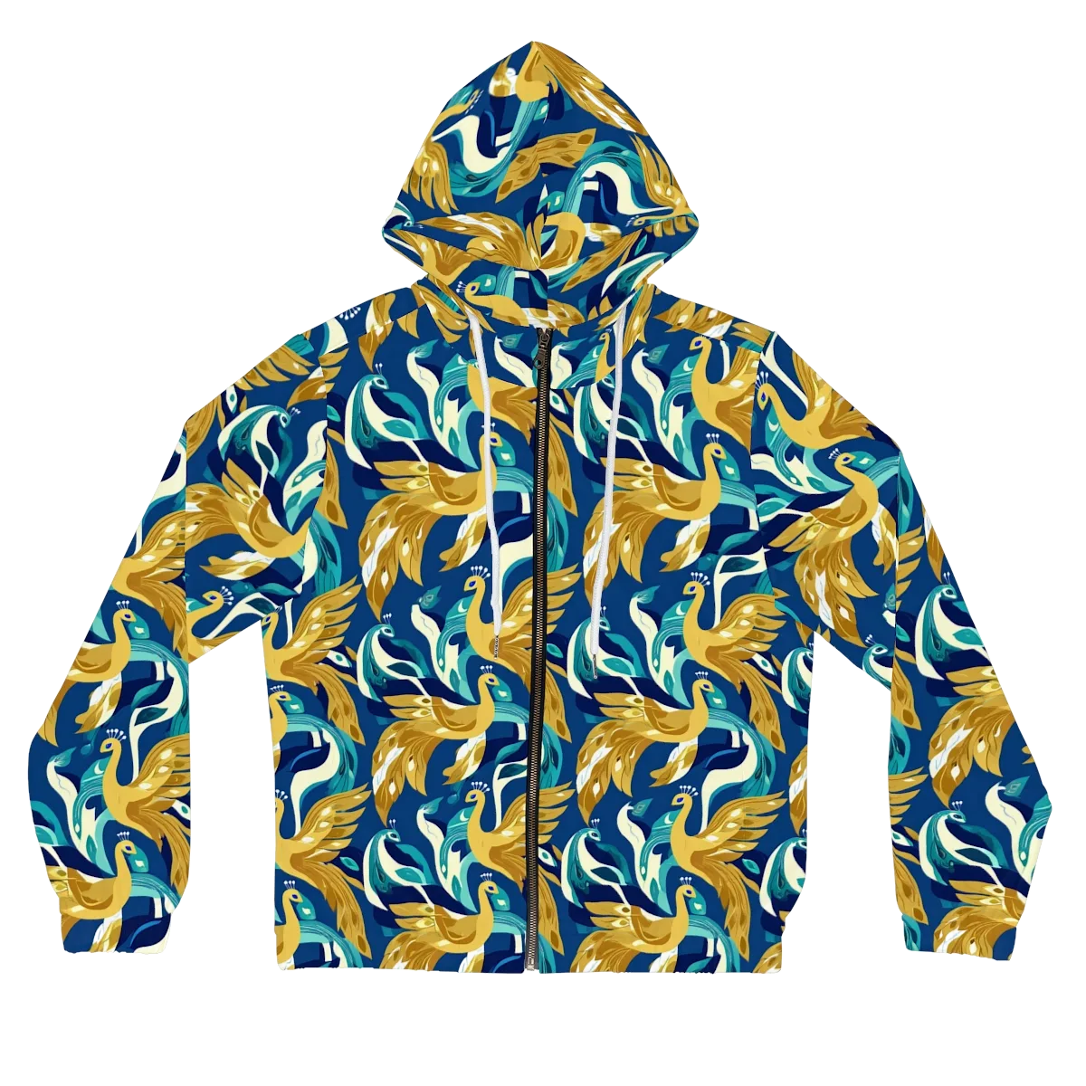 Gilded Peacock Tide on Women's Full-Zip Hoodie — Front