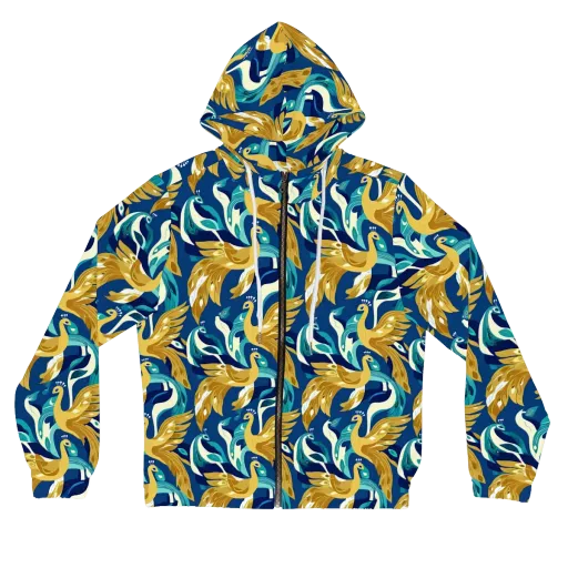 Gilded Peacock Tide on a Women's Full-Zip Hoodie
