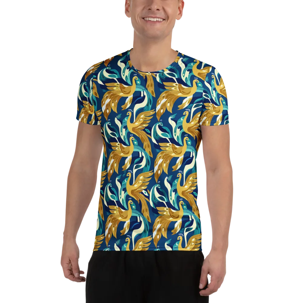 Gilded Peacock Tide on Men's Athletic T-Shirt — Front