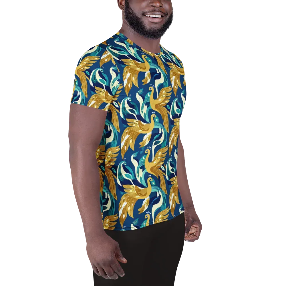 Gilded Peacock Tide on Men's Athletic T-Shirt — Right