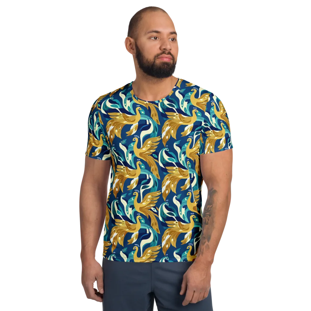 Gilded Peacock Tide on Men's Athletic T-Shirt — Front