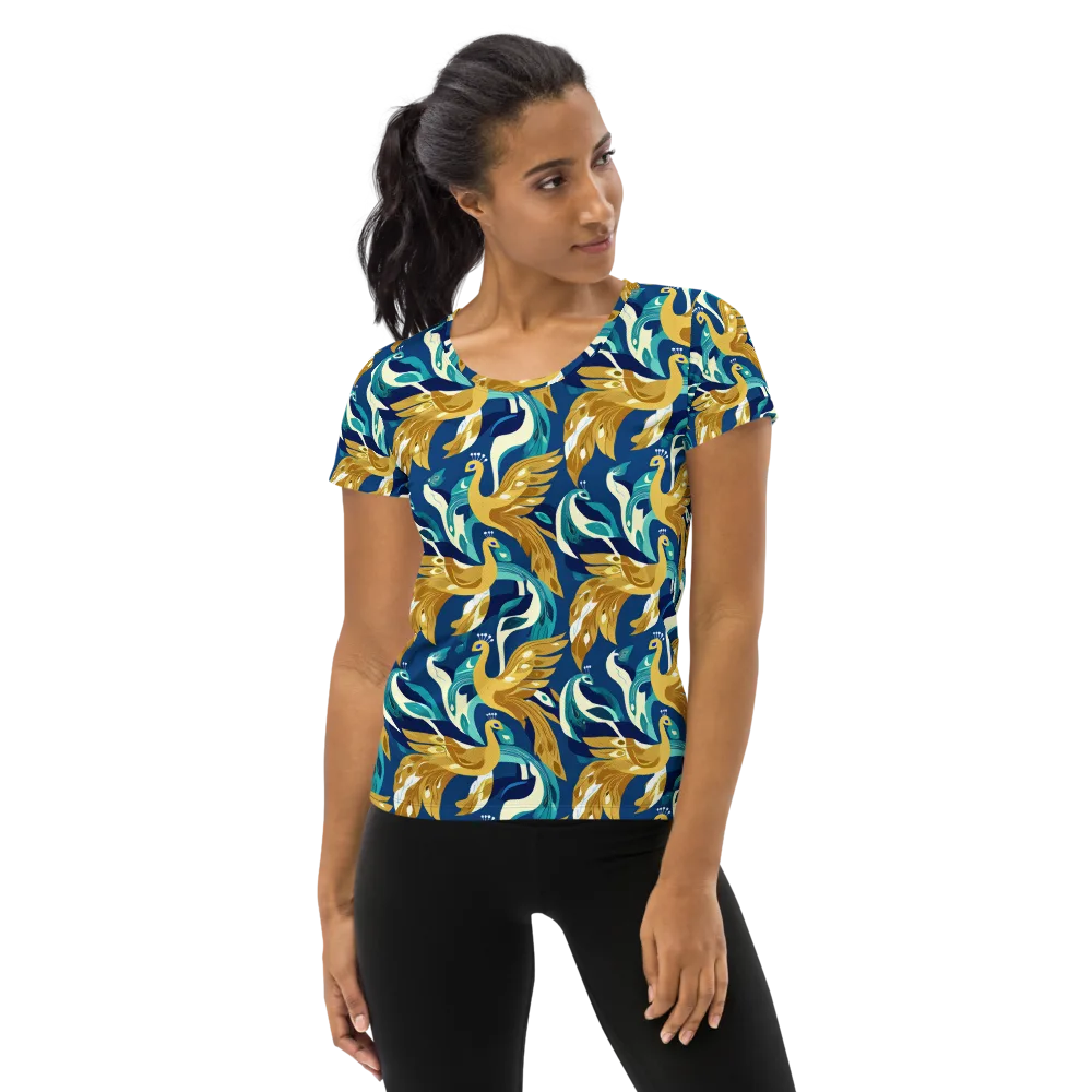 Gilded Peacock Tide on Women's Athletic T-Shirt — Front