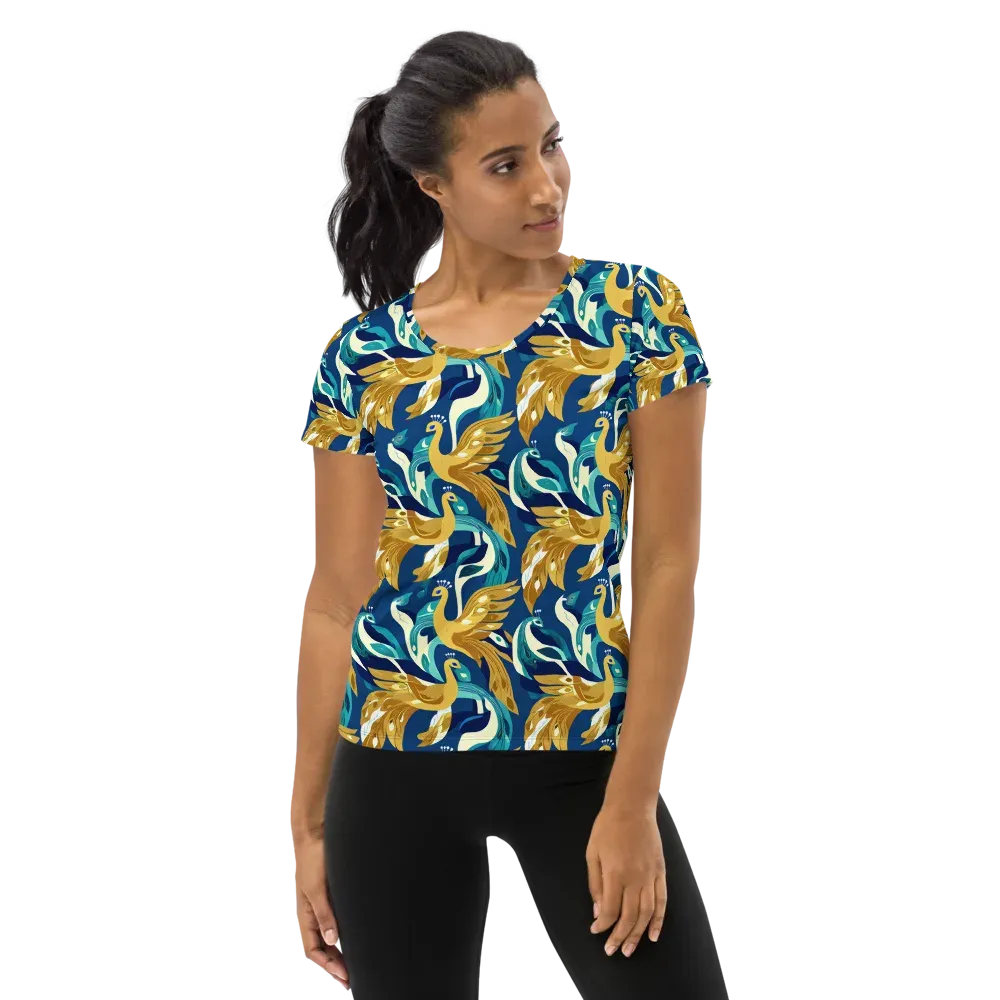 Gilded Peacock Tide on Women's Athletic T-Shirt — Front