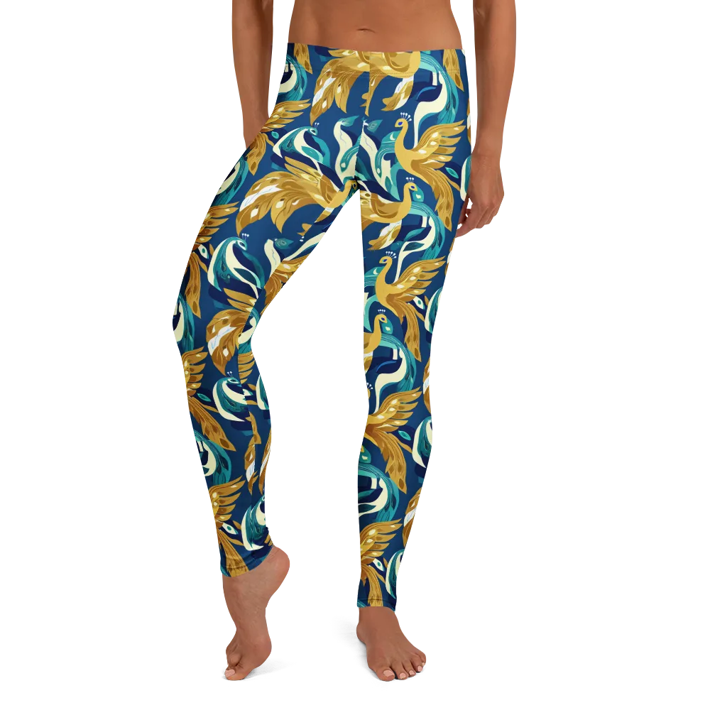 Gilded Peacock Tide on Leggings — Front