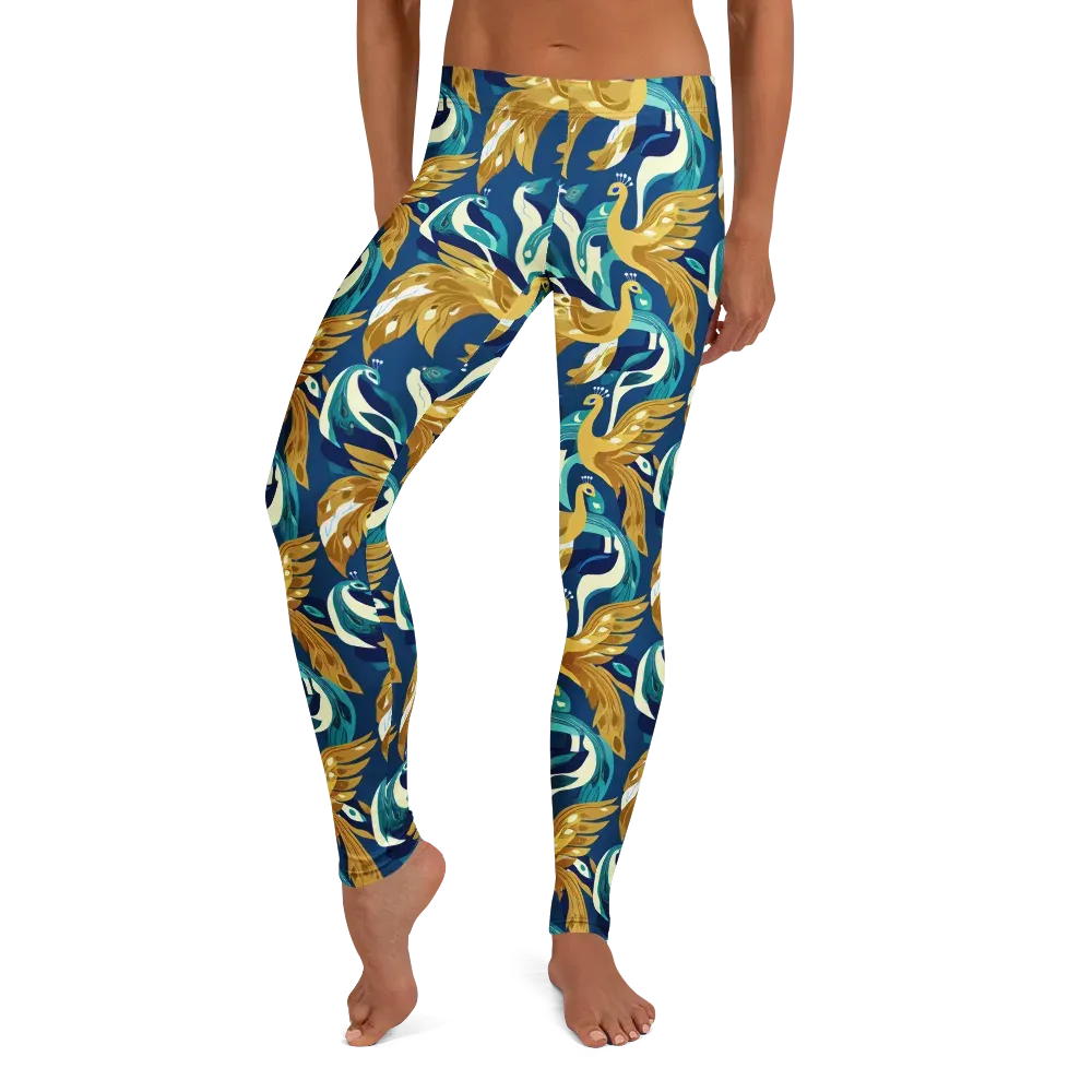 Gilded Peacock Tide on Leggings — Front