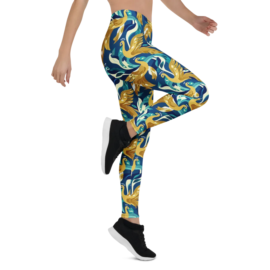 Gilded Peacock Tide on Leggings — Right