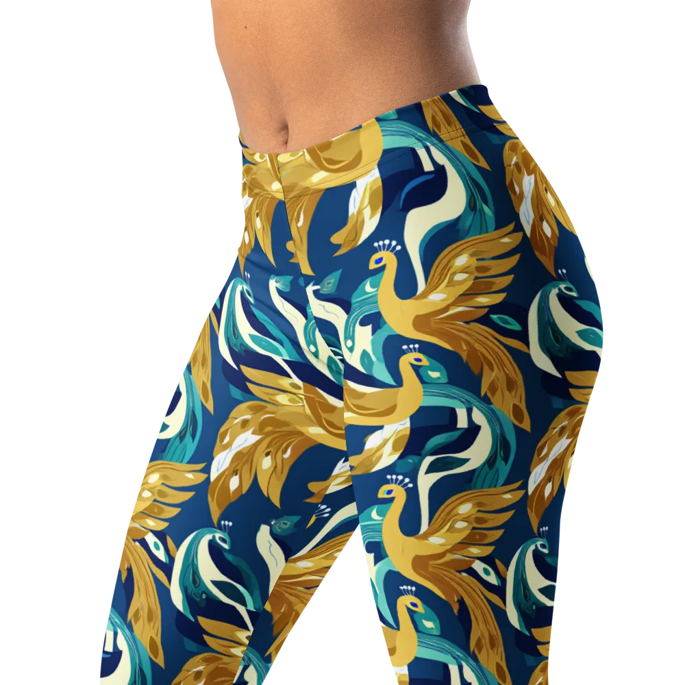 Gilded Peacock Tide on Leggings — Left Front