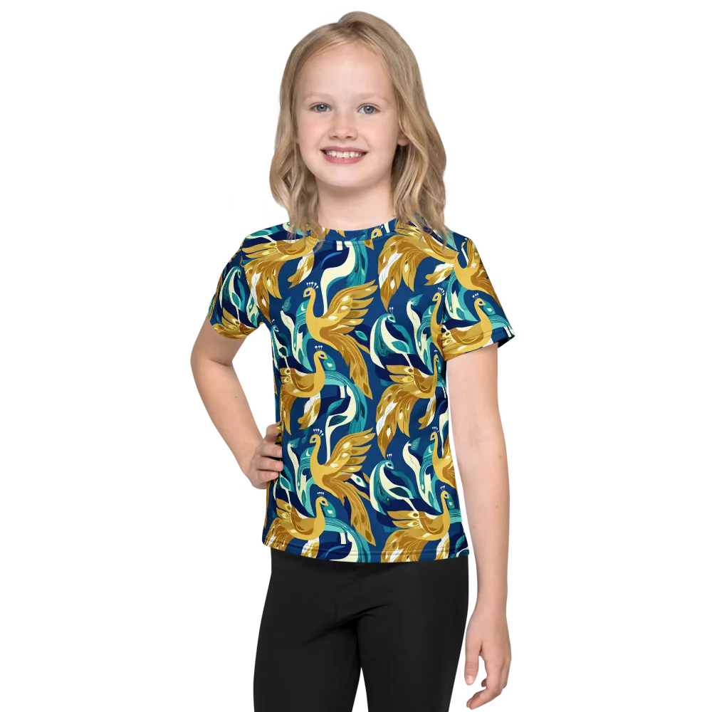 Gilded Peacock Tide on Kids Crew Neck T-Shirt — Front