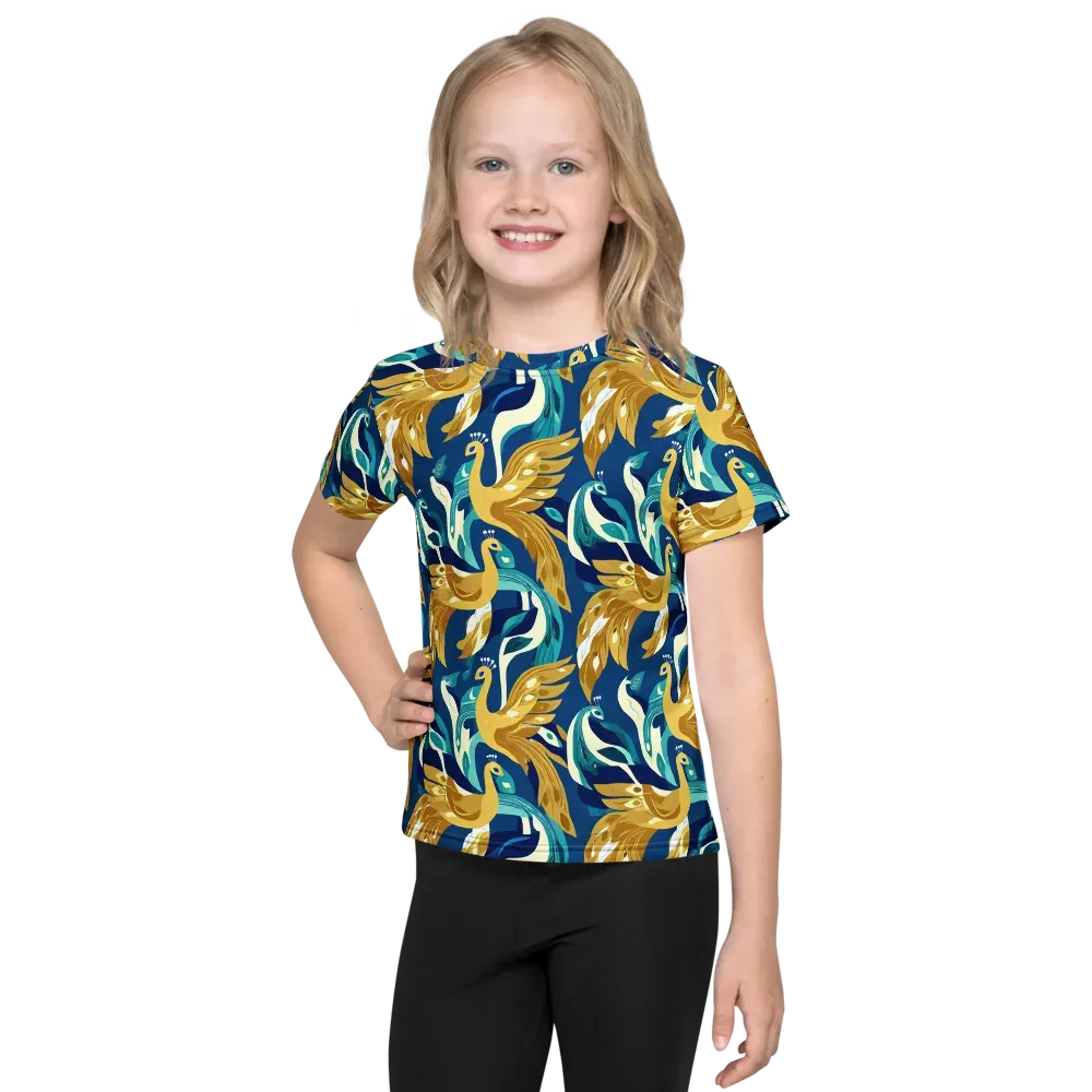 Gilded Peacock Tide on Kids Crew Neck T-Shirt — Front