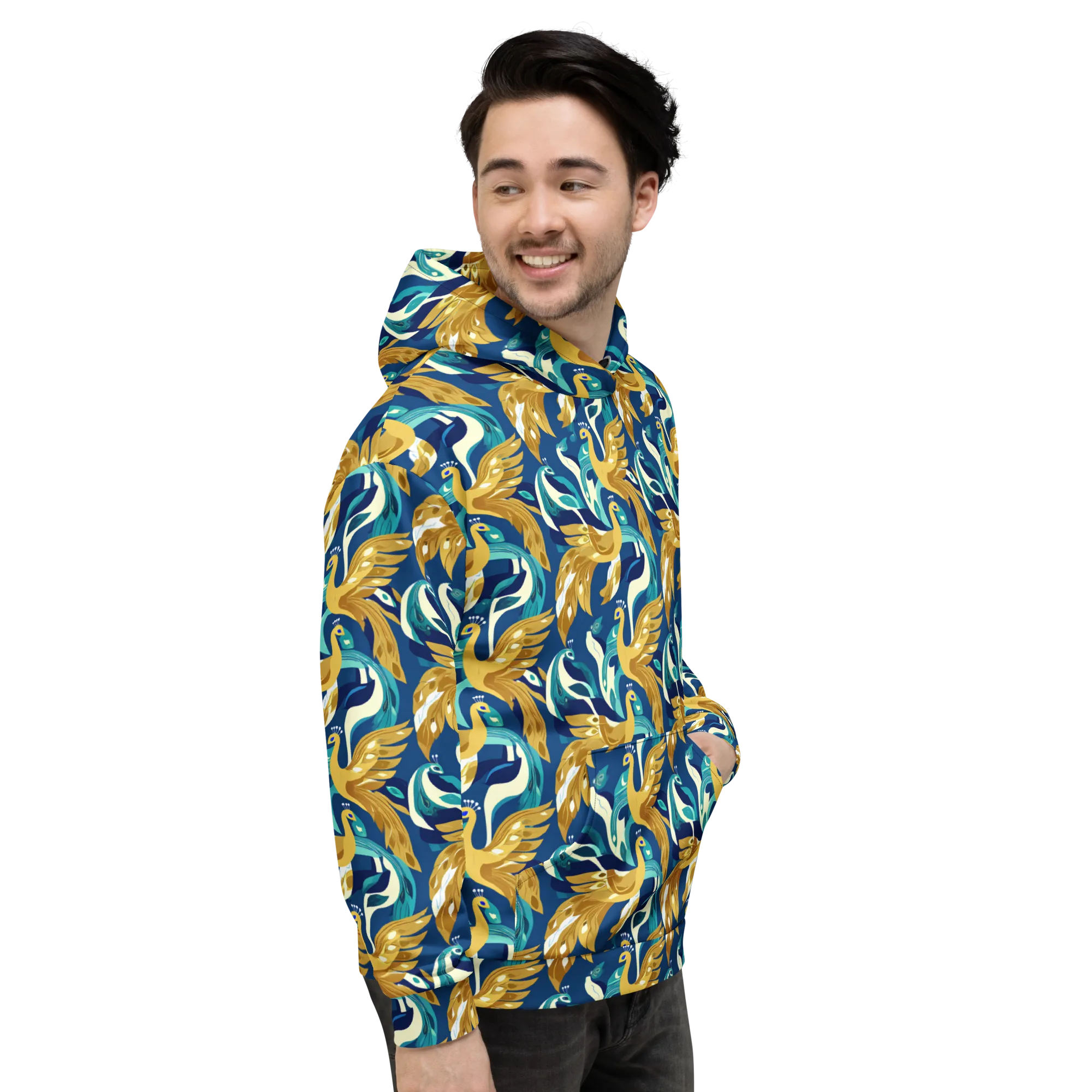 Gilded Peacock Tide on Hoodie — Right