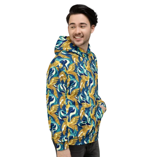 Gilded Peacock Tide on a Hoodie