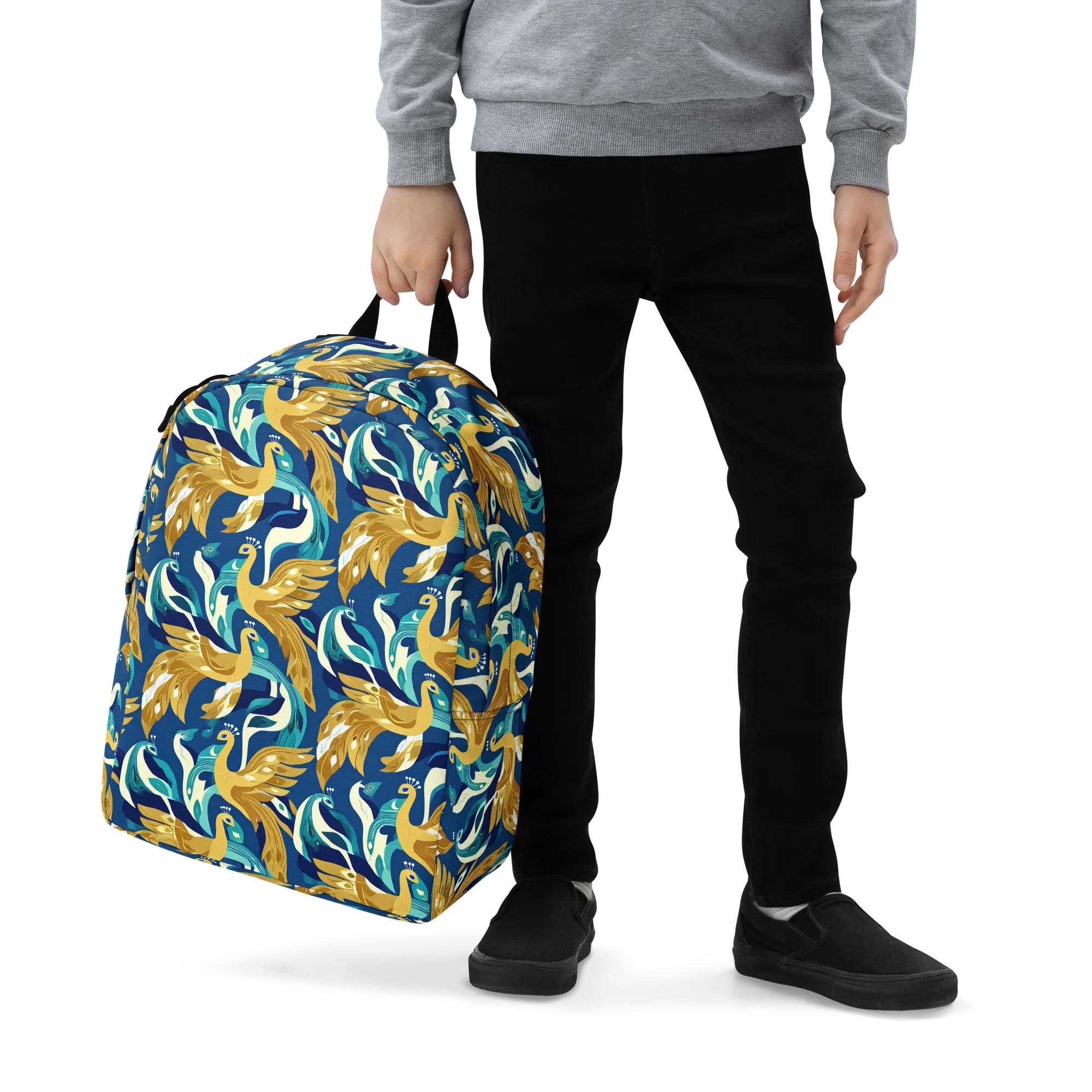 Gilded Peacock Tide on Minimalist Backpack — Zoomed-in