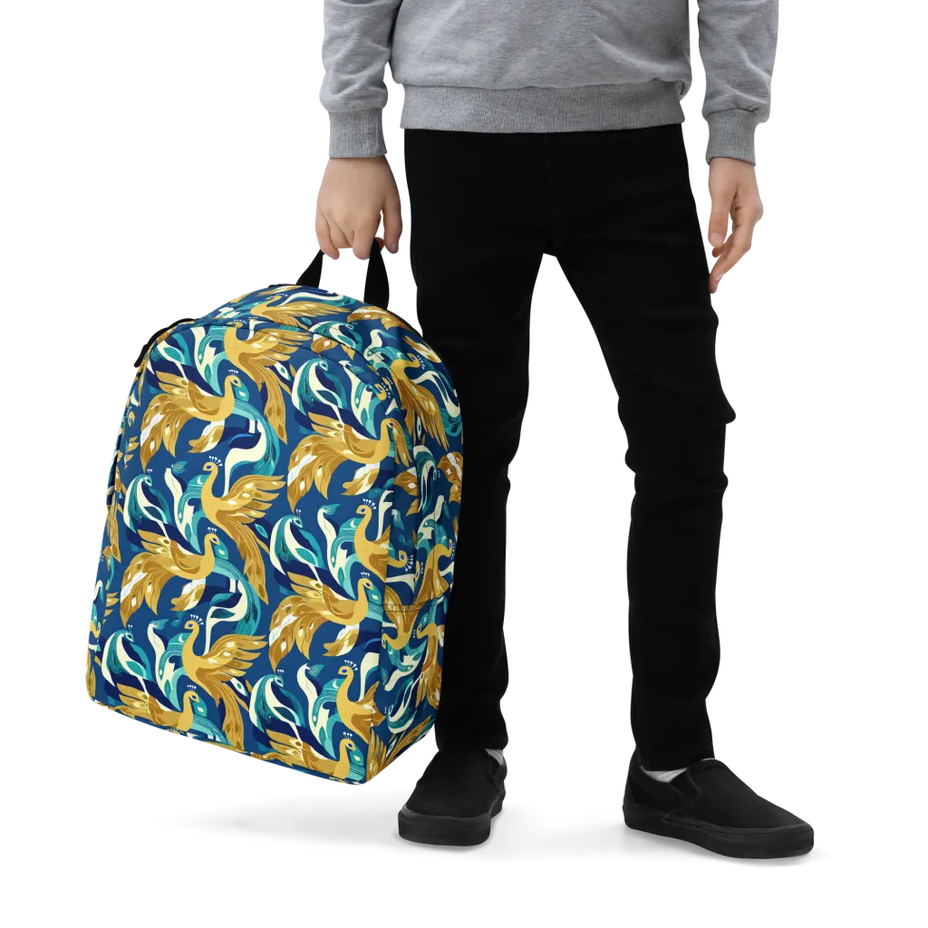 Gilded Peacock Tide on Minimalist Backpack — Zoomed-in