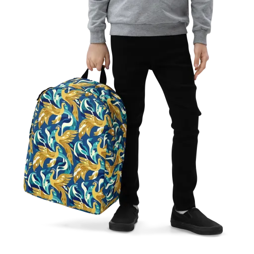 Gilded Peacock Tide on a Minimalist Backpack