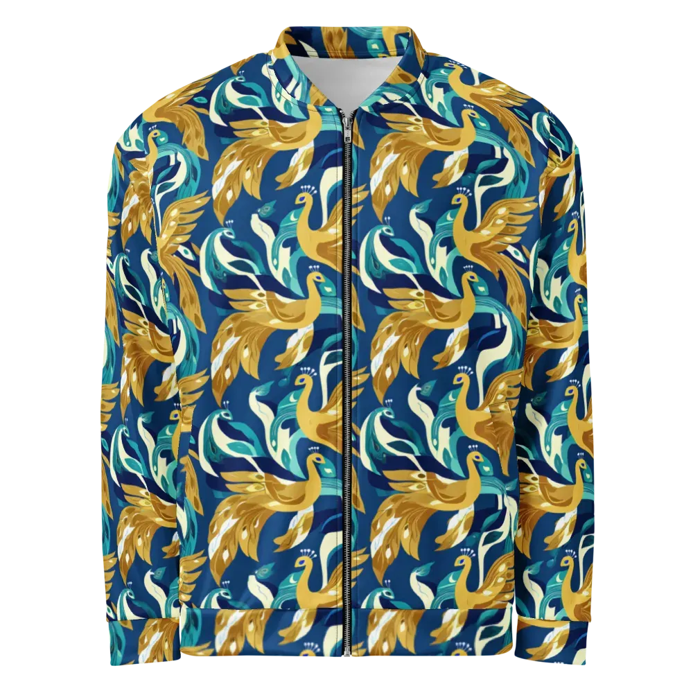 Gilded Peacock Tide on Bomber Jacket — Front