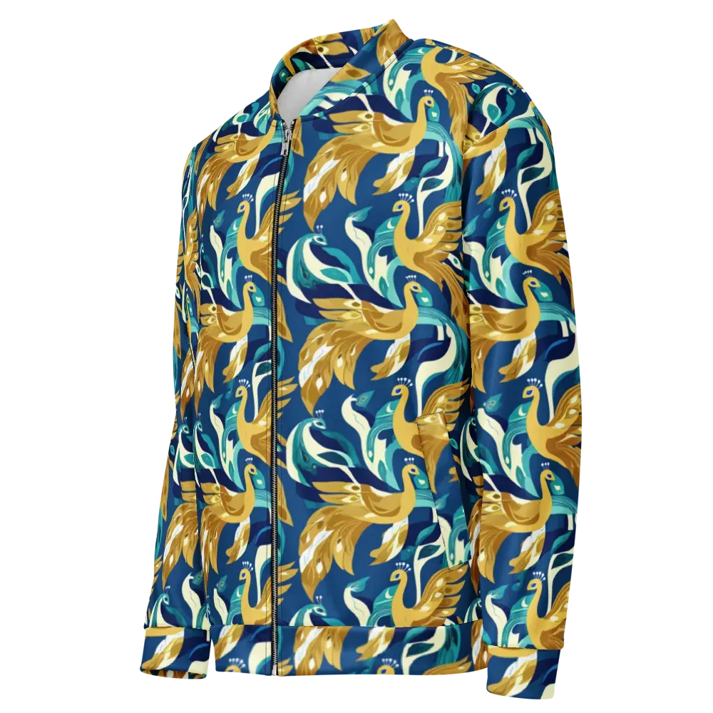 Gilded Peacock Tide on Bomber Jacket — Left Front