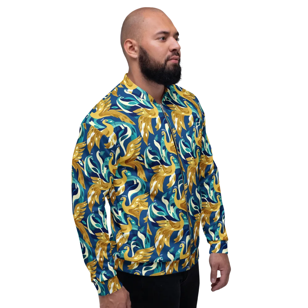 Gilded Peacock Tide on Bomber Jacket — Right