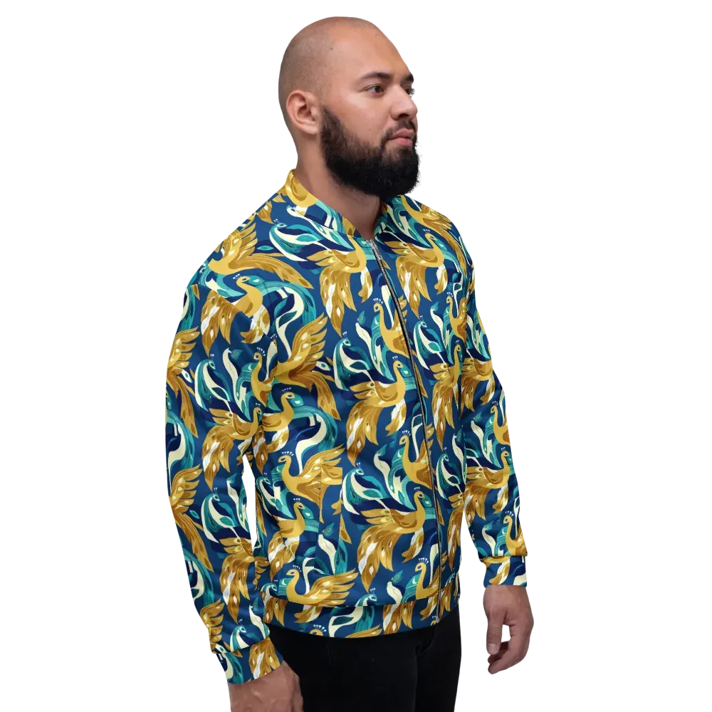 Gilded Peacock Tide on Bomber Jacket — Right