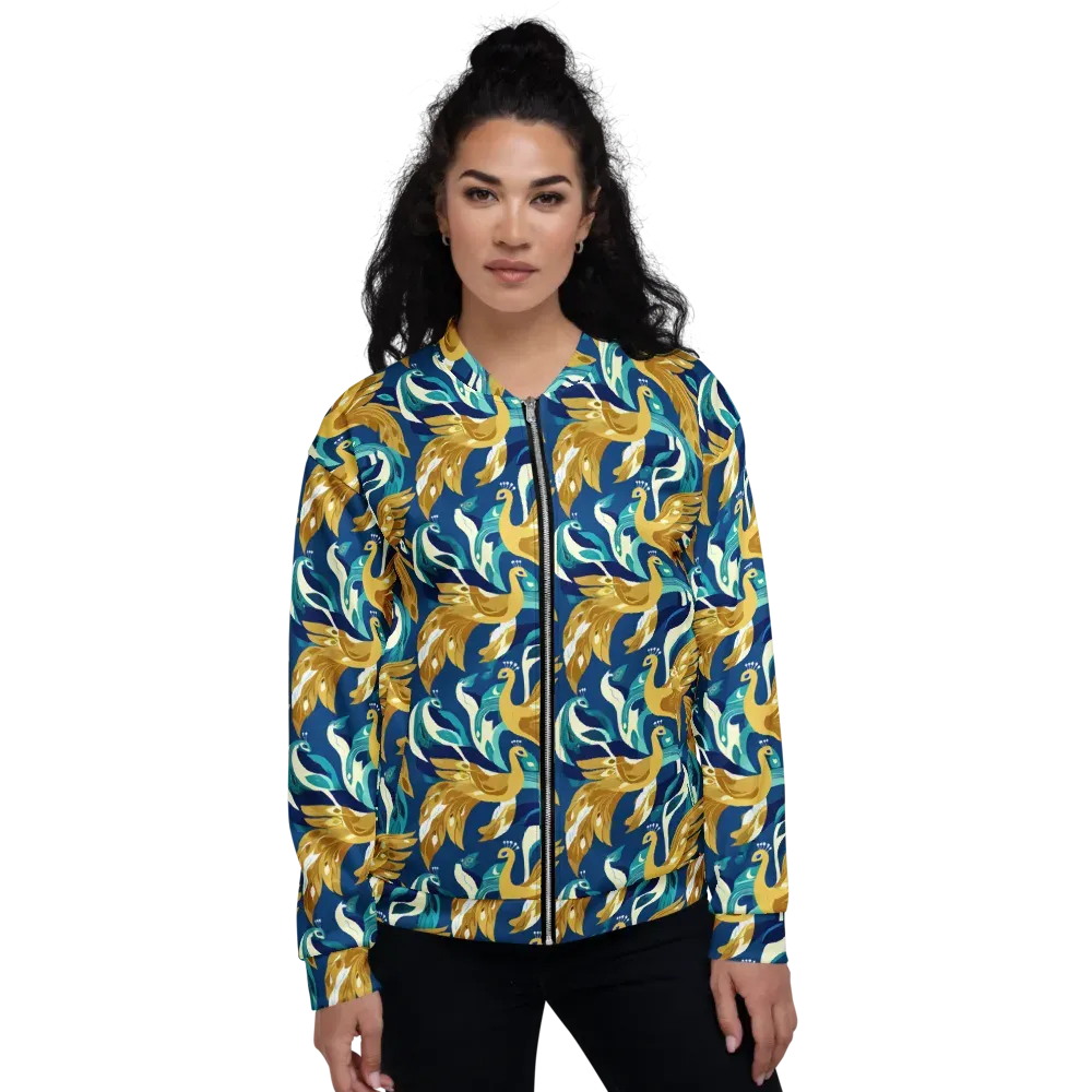 Gilded Peacock Tide on Bomber Jacket — Front