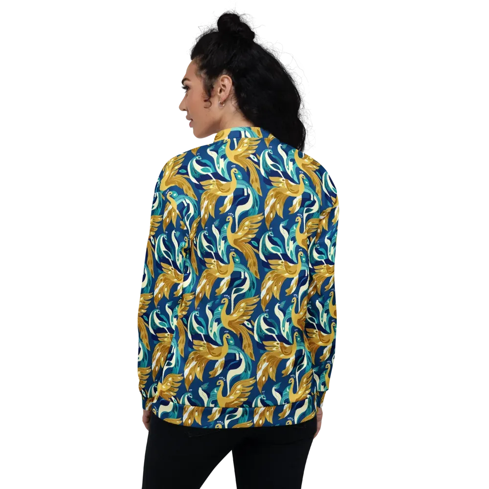 Gilded Peacock Tide on Bomber Jacket — Back