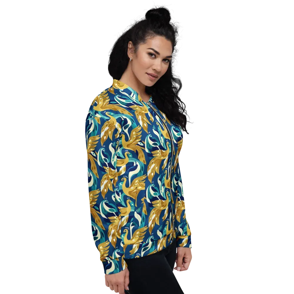 Gilded Peacock Tide on Bomber Jacket — Right