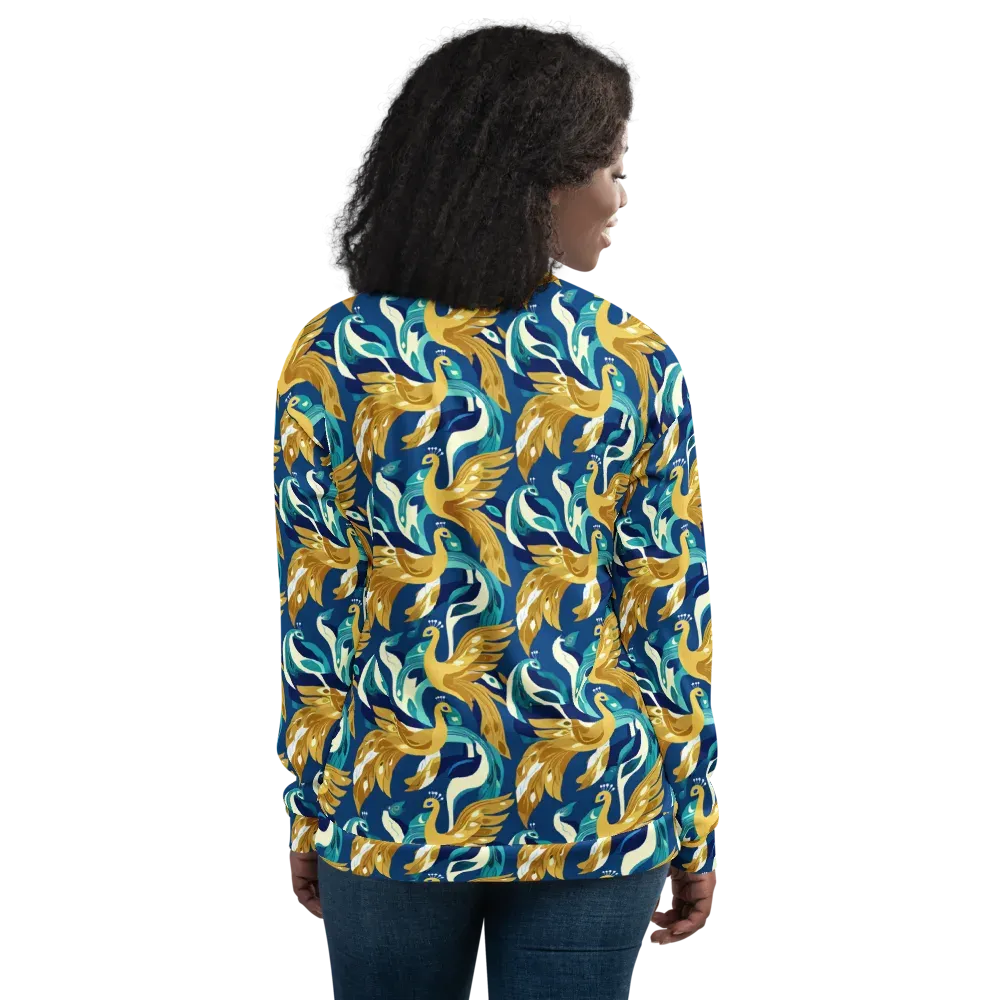 Gilded Peacock Tide on Bomber Jacket — Back