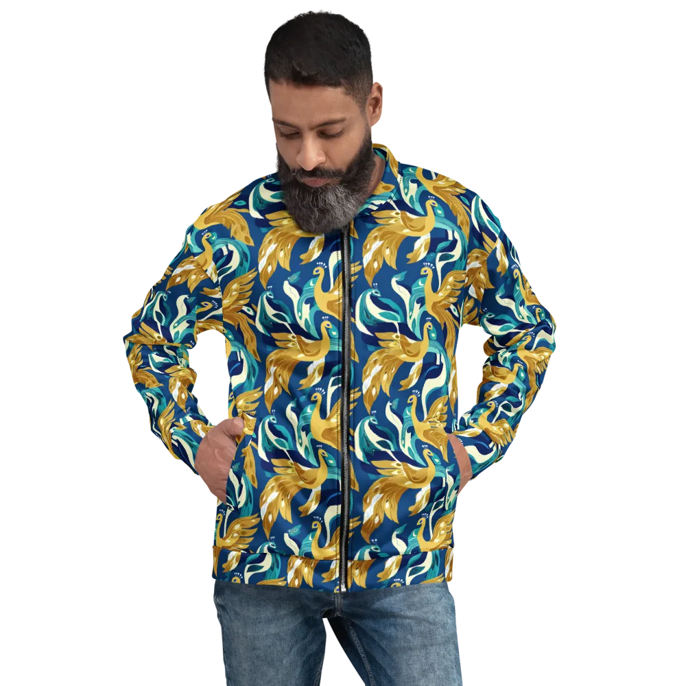 Gilded Peacock Tide on Bomber Jacket — Front